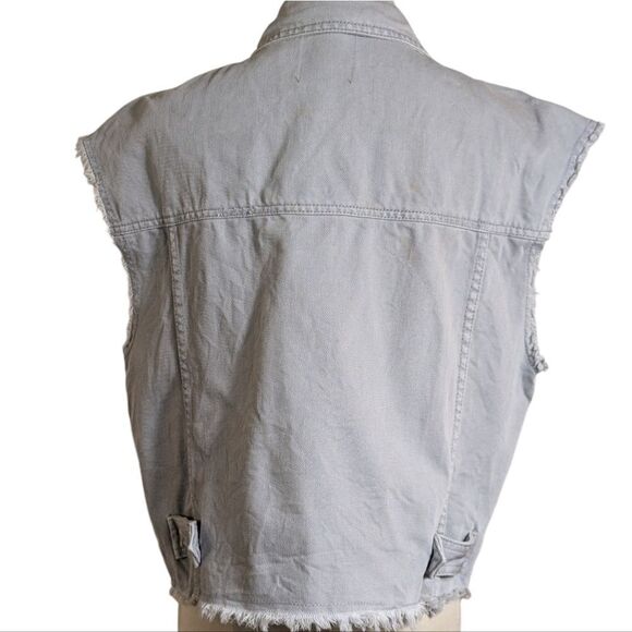 Zara Gray Distressed Denim Oversized Vest - Picture 5 of 5